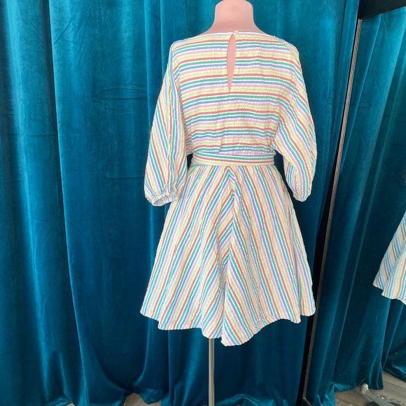 J. Crew Rainbow Stripes Seersucker Mini Dress - Picture 10 of 13